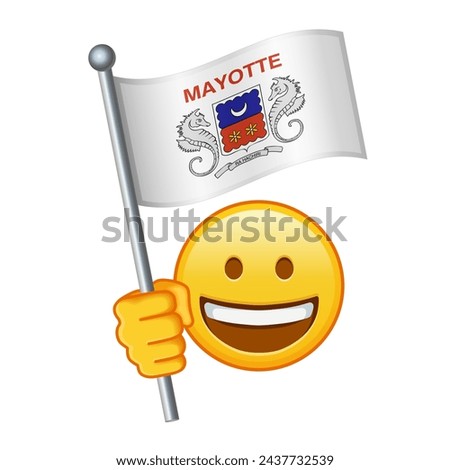 Emoji with Mayotte flag Large size of yellow emoji smile