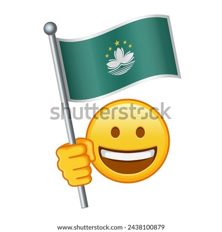 Emoji with Macau flag Large size of yellow emoji smile