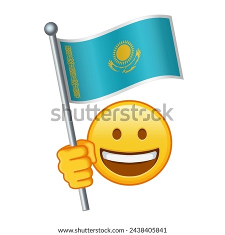 Emoji with Kazakhstan flag Large size of yellow emoji smile