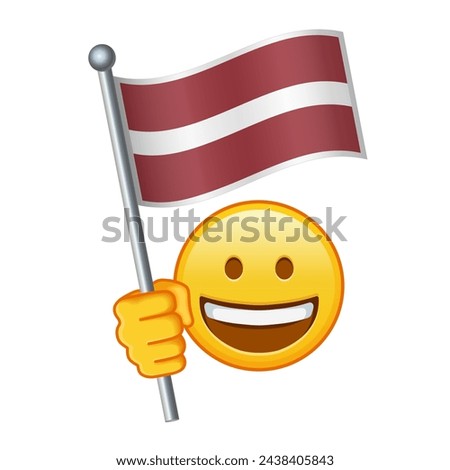 Emoji with Latvia flag Large size of yellow emoji smile