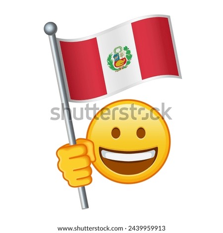 Emoji with Peru flag Large size of yellow emoji smile