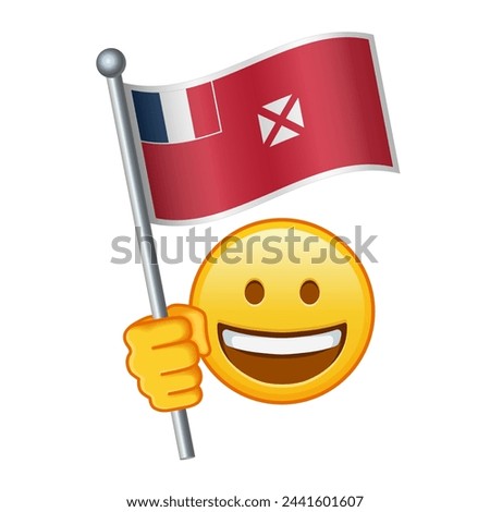Emoji with Wallis and Futuna flag Large size of yellow emoji smile
