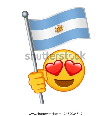 Emoji with Argentina flag Large size of yellow emoji smile