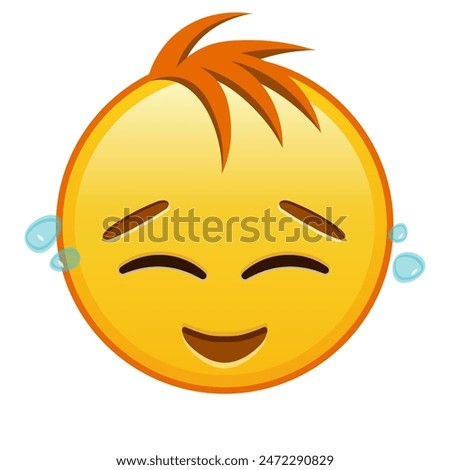 Happy face with tears Large size of yellow emoji smile with hair