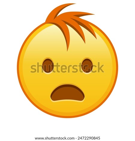 Frowning face with open mouth Large size of yellow emoji smile with hair