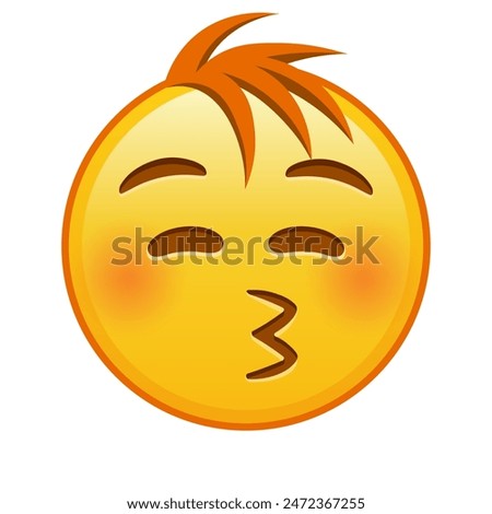 Kissing face with closed eyes Large size of yellow emoji smile with hair