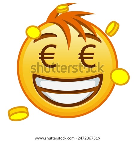 Money-mouth face Large size of yellow emoji smile with hair