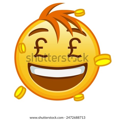 Money-mouth face Large size of yellow emoji smile with hair