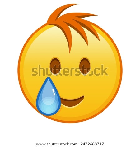 Happy face with tears Large size of yellow emoji smile with hair