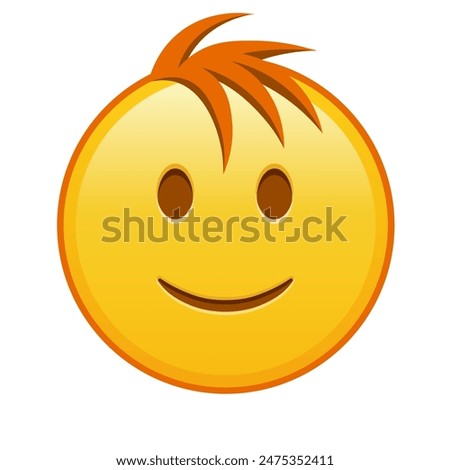 Slightly smiling face Large size of yellow emoji smile with hair