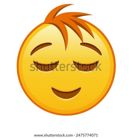 Slightly smiling face Large size of yellow emoji smile with hair