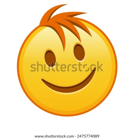 Slightly smiling face Large size of yellow emoji smile with hair