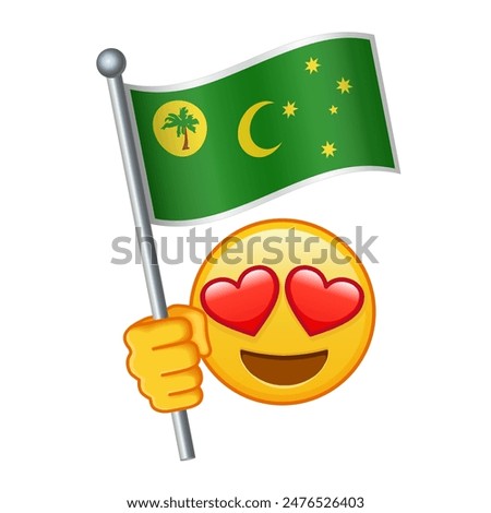 Emoji with Cocos Islands flag Large size of yellow emoji smile