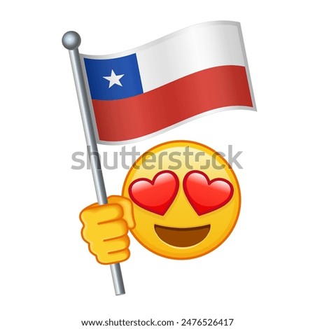 Emoji with Chile flag Large size of yellow emoji smile