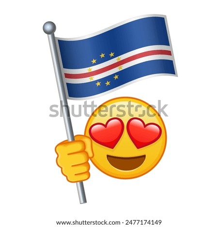 Emoji with Cabo Verde flag Large size of yellow emoji smile