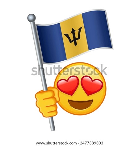 Emoji with Barbados flag Large size of yellow emoji smile