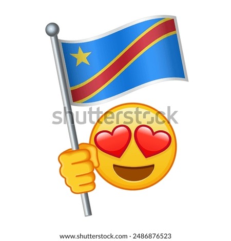 Emoji with Democratic Republic of the Congo flag Large size of yellow emoji smile