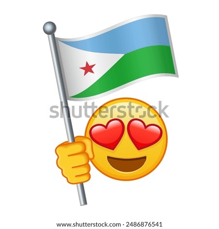 Emoji with Djibouti flag Large size of yellow emoji smile