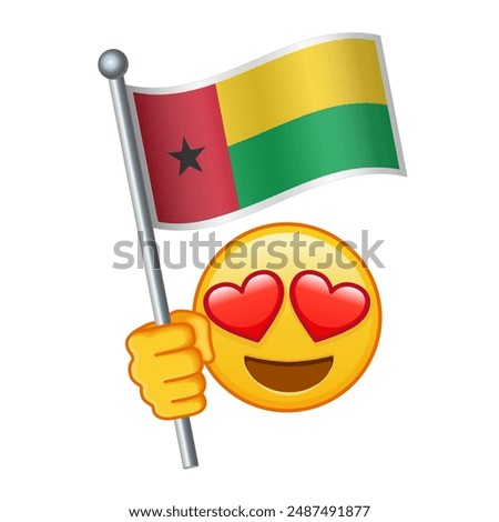 Emoji with Guinea-Bissau flag Large size of yellow emoji smile
