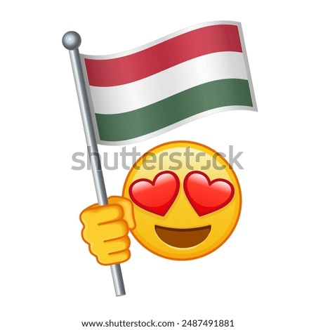 Emoji with Hungary flag Large size of yellow emoji smile