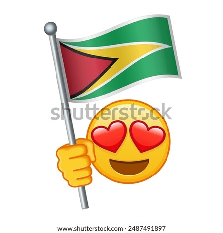 Emoji with Guyana flag Large size of yellow emoji smile
