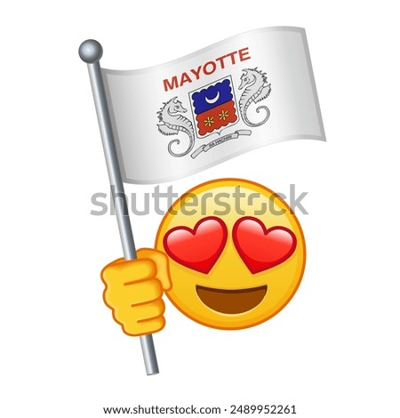 Emoji with Mayotte flag Large size of yellow emoji smile