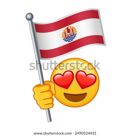 Emoji with French Polynesia flag Large size of yellow emoji smile