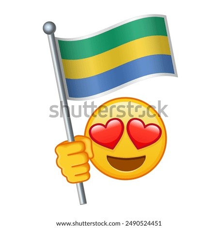 Emoji with Gabon flag Large size of yellow emoji smile
