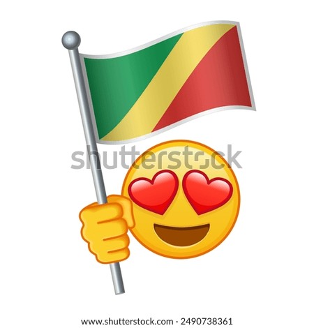 Emoji with Republic of the Congo flag Large size of yellow emoji smile
