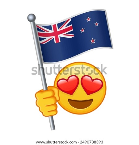 Emoji with New Zealand flag Large size of yellow emoji smile