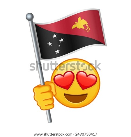 Emoji with Papua New Guinea flag Large size of yellow emoji smile