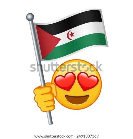 Emoji with Western Sahara flag Large size of yellow emoji smile