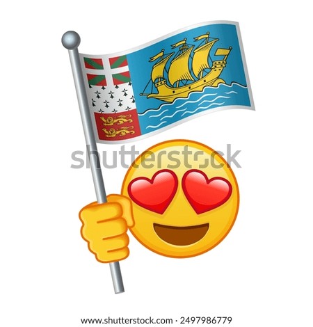 Emoji with Saint Pierre and Miquelon flag Large size of yellow emoji smile