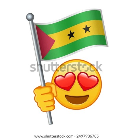 Emoji with Sao Tome and Principe flag Large size of yellow emoji smile