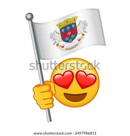 Emoji with Saint Barthelemy flag Large size of yellow emoji smile