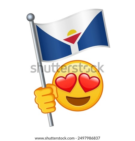 Emoji with Saint Martin flag Large size of yellow emoji smile