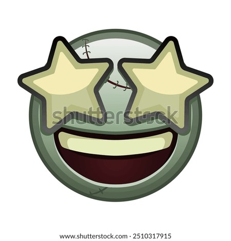 A grinning face with starry eyes Large size of zombie halloween emoji