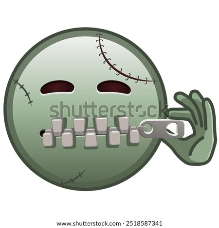 Zipper-Mouth face Large size of zombie halloween emoji