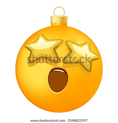 Emoji Christmas tree ball or toy with grinning face with starry eyes