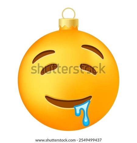 Emoji Christmas tree ball or toy with drooling face