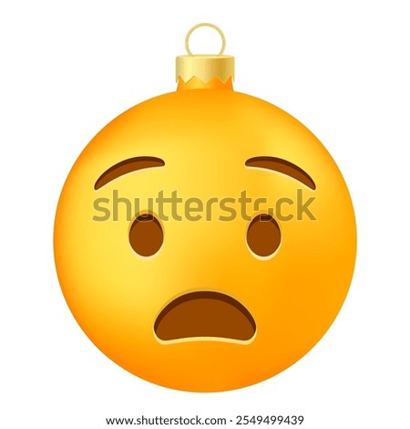 Emoji Christmas tree ball or toy with anguished face