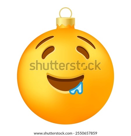 Emoji Christmas tree ball or toy with drooling face