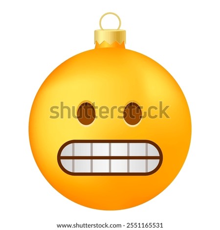 Emoji Christmas tree ball or toy with grimace face