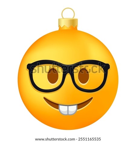 Emoji Christmas tree ball or toy with nerd face