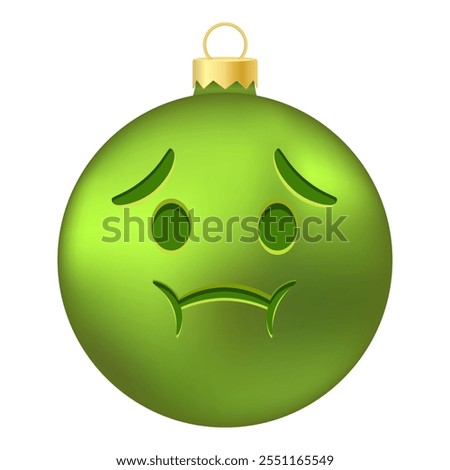 Emoji Christmas tree ball or toy with nauseated face