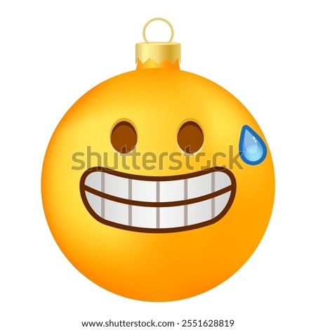 Emoji Christmas tree ball or toy with grimace face