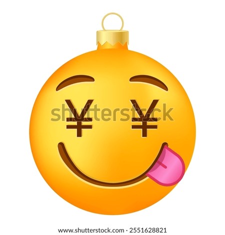 Emoji Christmas tree ball or toy with money mouth face