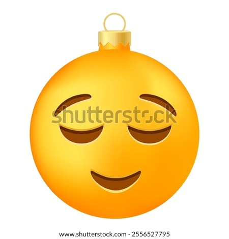 Emoji Christmas tree ball or toy with slightly smiling face