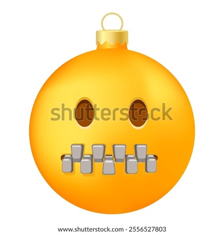 Emoji Christmas tree ball or toy with zipper mouth face