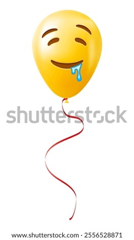 Emoji balloon with drooling face Yellow emoji smile